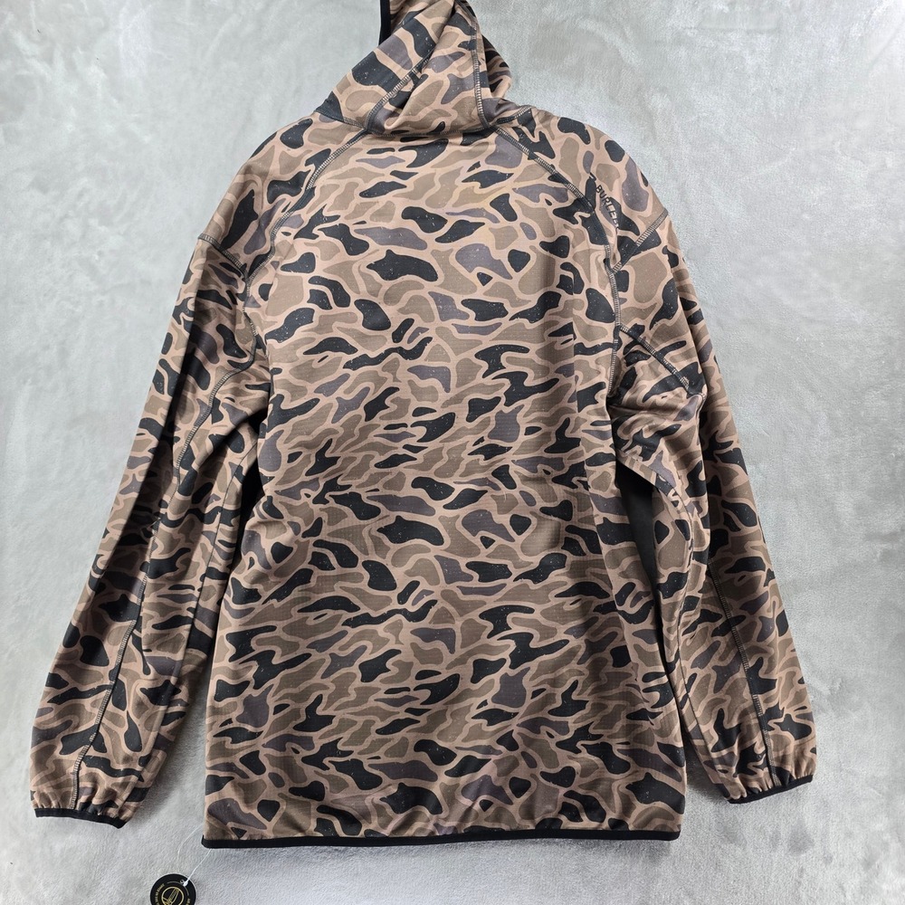 Burlebo Duke Tech Hoodie Mens Large Brown Camo Hunting Fleece DWR Mid Layer - Picture 6 of 7